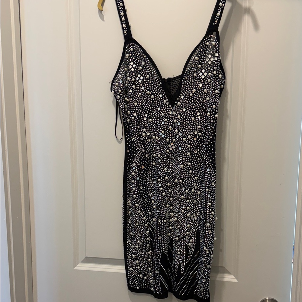 Black and Silver Embellished Dress